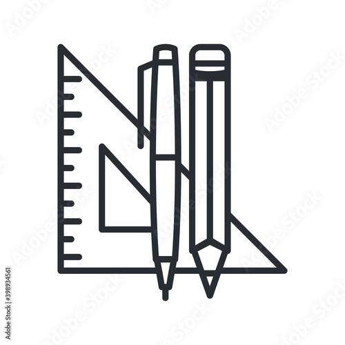 School tools icon in line design style. Vector illustration.