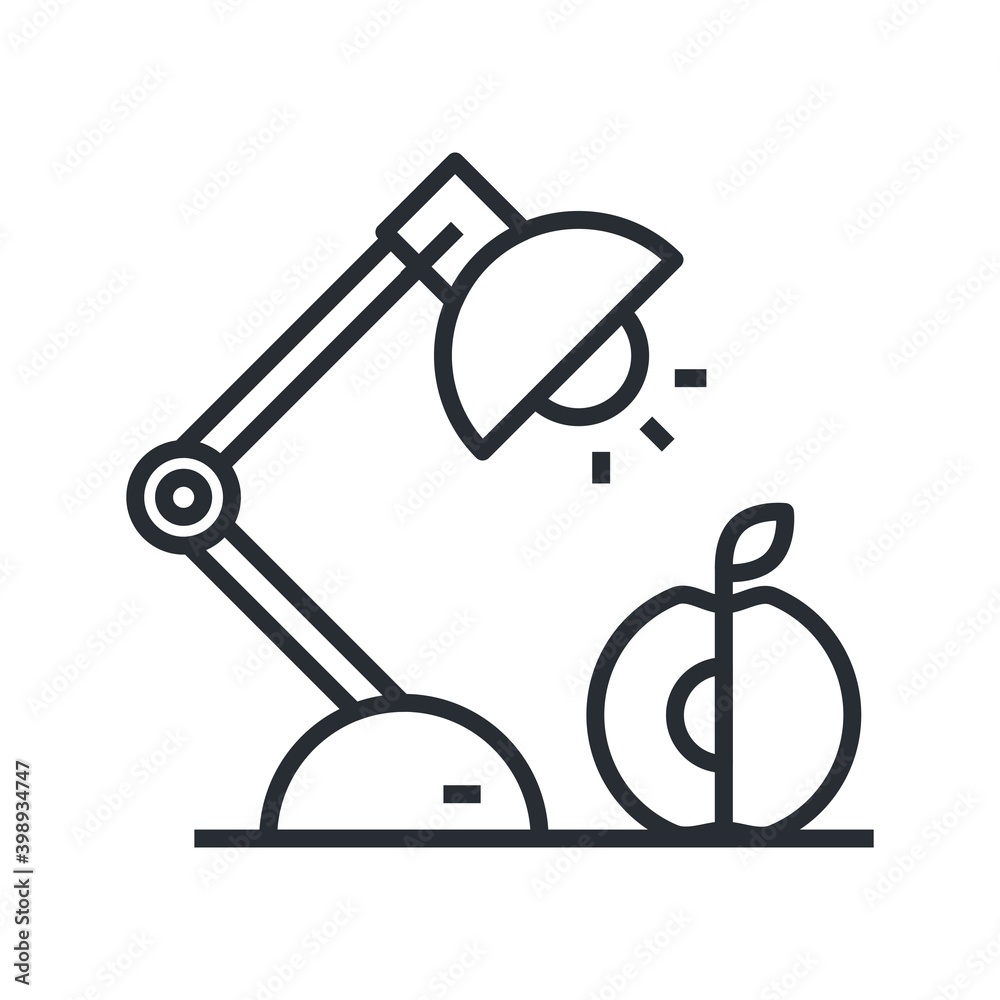 Study at night line vector illustration. Study at night line vector illustration.