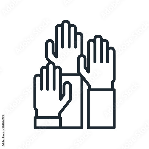 Raised hands for education concept. Vector illustration.