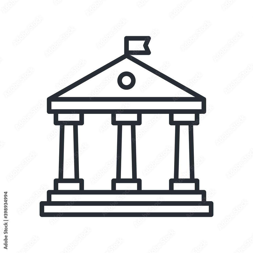 Bank building icon in line design style. Bank building icon in line design style.