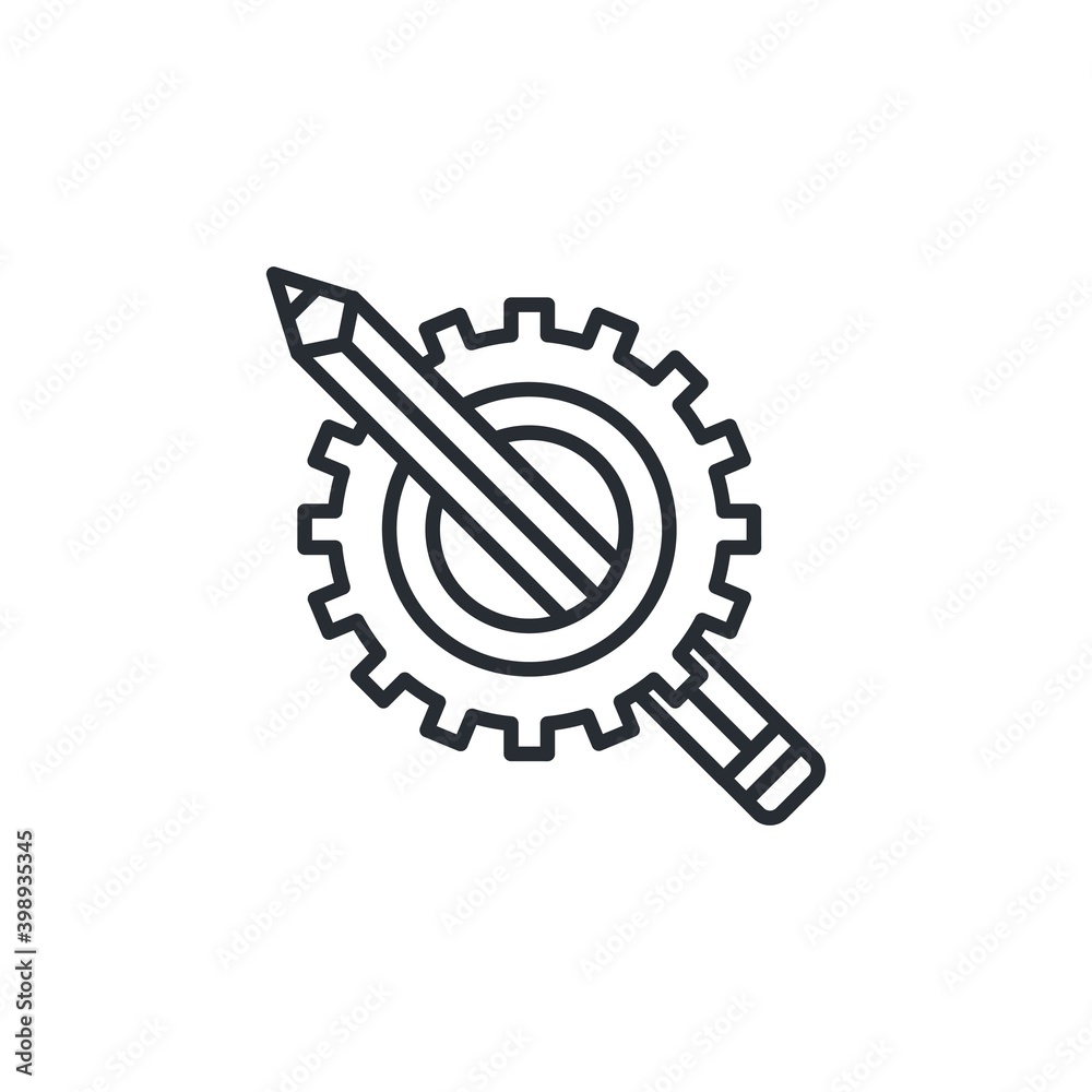 Creative development, pencil and gear line icon. Vector illustration. Creative development, pencil and gear line icon. Vector illustration.