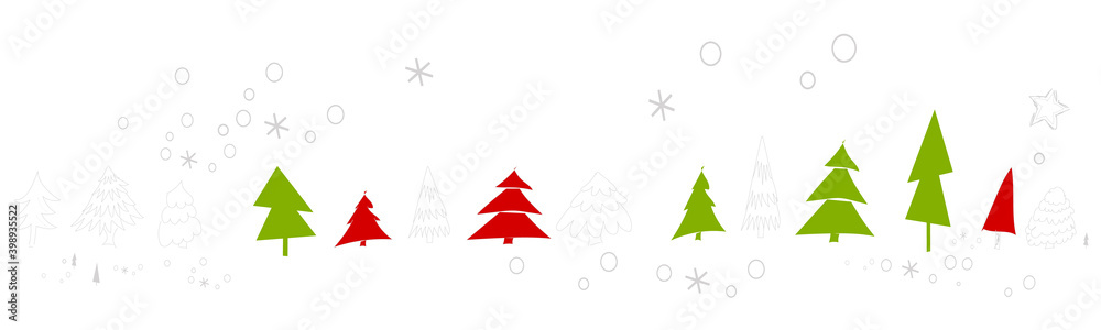 Christbaum Tannenbaum Bäume Rot Grün Band Banner Hintergrund Weihnachten