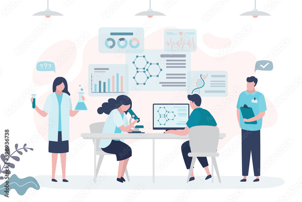 Group of scientists conducting pharmaceutical research. Team of pharmacists doing research in medical laboratory Group of scientists conducting pharmaceutical research. Team of pharmacists doing research in medical laboratory