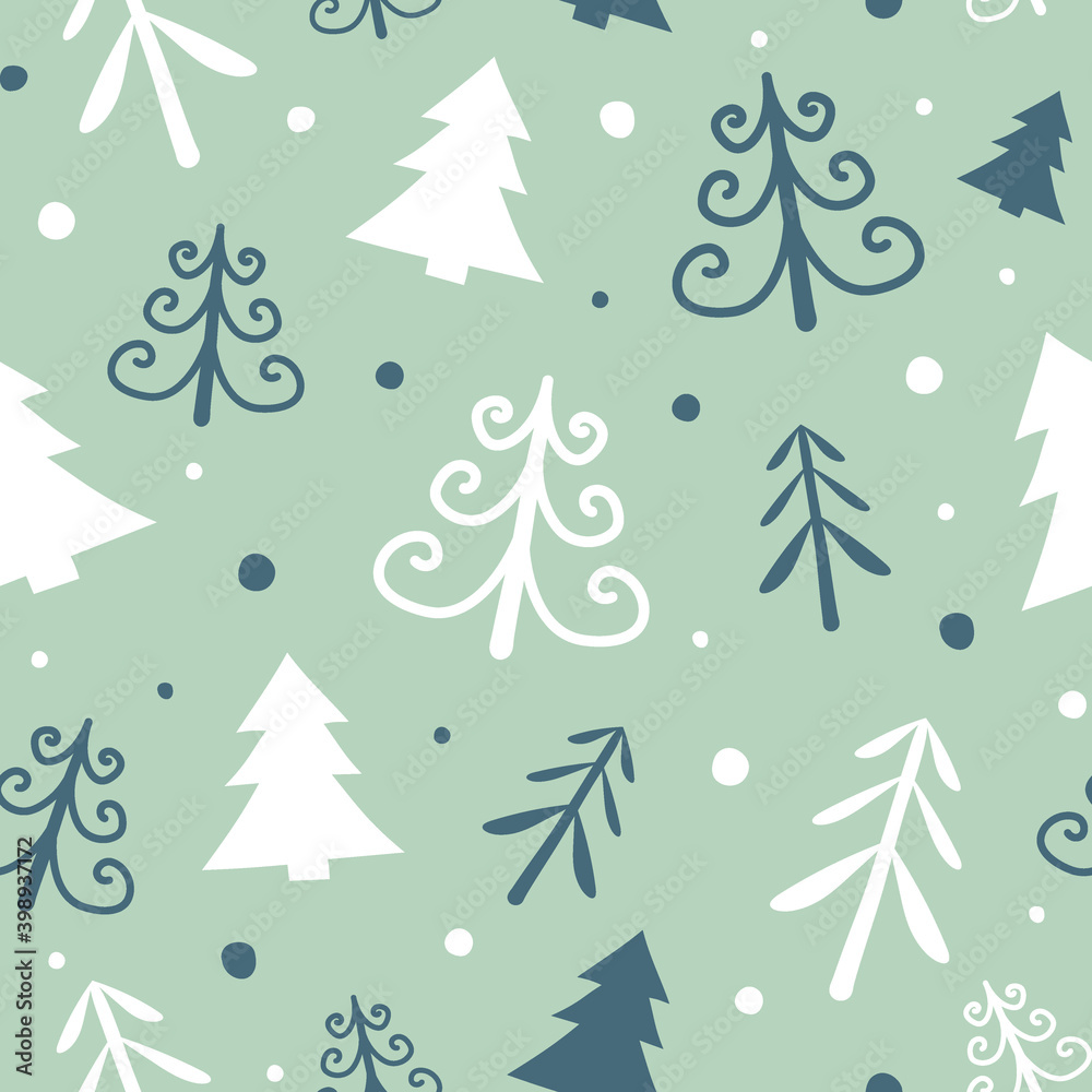 Christmas texture with cute trees. Xmas wallpaper. Vector Christmas texture with cute trees. Xmas wallpaper. Vector