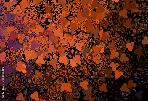 Dark Orange vector backdrop with memphis shapes.