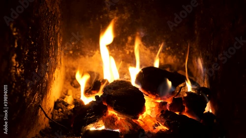 fire in the fireplace