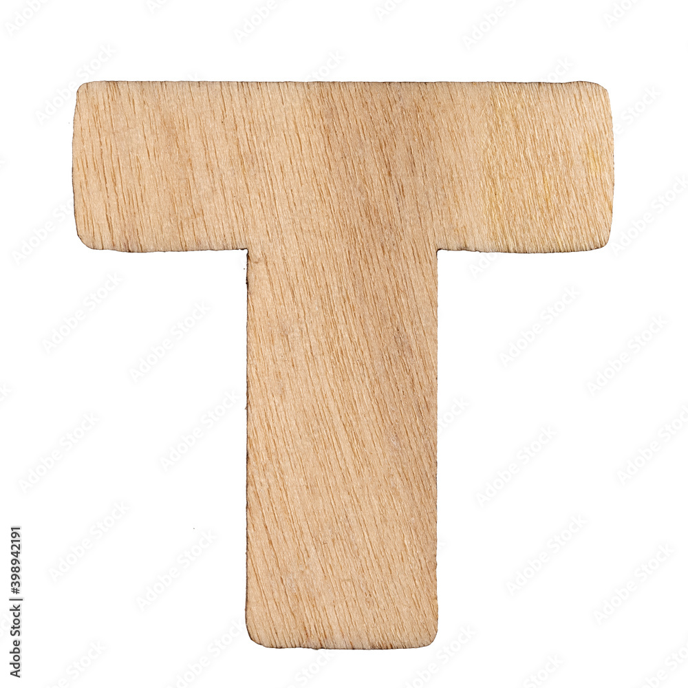 Litera t wycięta z drewna Stock Photo | Adobe Stock