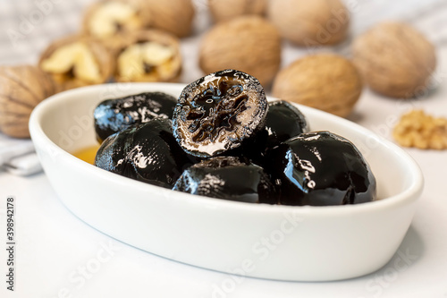 Εκτύπωση καμβά Handmade jam made from green fresh walnuts