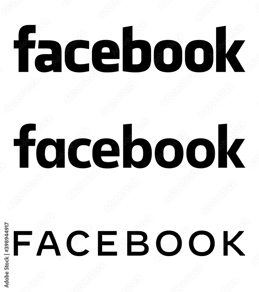 Facebook Text Logo - Vector Set Collection - Black Silhouette Font ...
