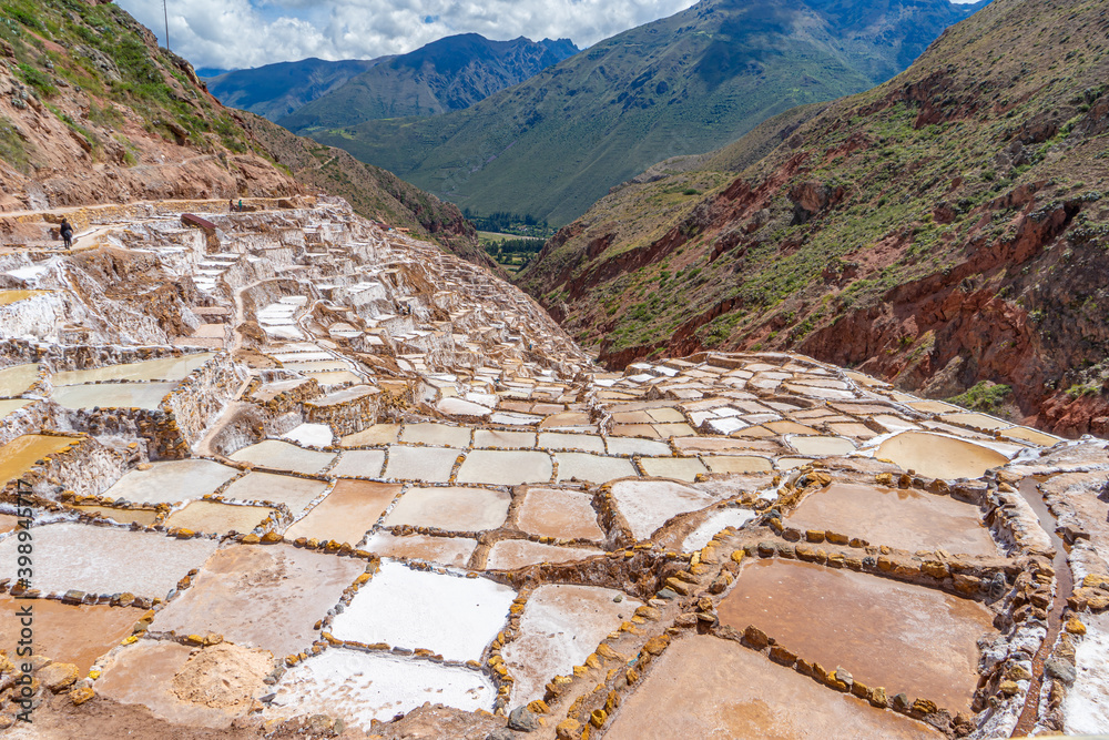 Peru, the famous salt mines Salinas de Maras. 