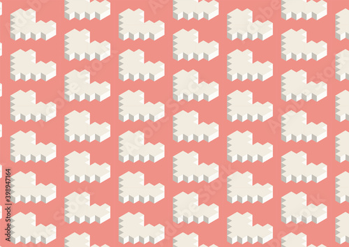 Romantic Valentine's Day vector seamless pattern with isometric hearts