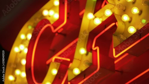Las Vegas Casino Neon Sign Extreme Closeup Focus In and Ou Nevada USA