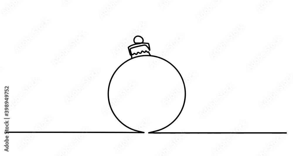 Continuous line drawing of snowman christmas ball decoration. One line art concept of pine tree decoration for merry christmas and happy new year greeting card. Vector illustration Continuous line drawing of snowman christmas ball decoration. One line art concept of pine tree decoration for merry christmas and happy new year greeting card. Vector illustration