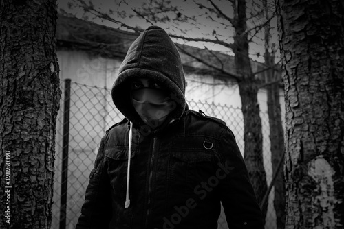 Fényképezés Young street gang with mask