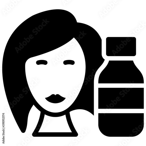 Female beautician solid icon design 