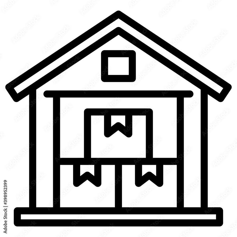 Warehouse icon in line vector Warehouse icon in line vector