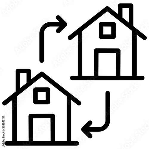 Icon of home swap in line design.