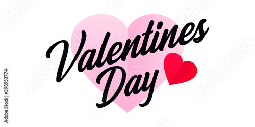 Happy Valentines Day with Pink and Red Heart