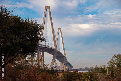 Ravenel Bridge, from the Mount Pleasant side of the Cooper River, looking toward Charleston, SC.