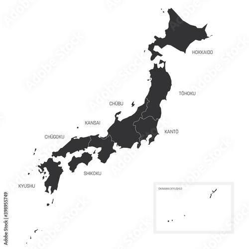 Japan - map of regions