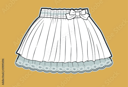 SKIRT, baby girl design vector flat illustration