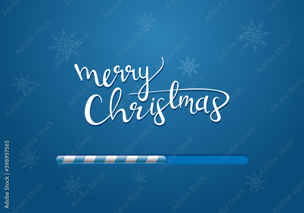 Merry Christmas greeting card. Banner design with colorful loading bar for a count down in blue tones with snowflakes. Vector illustration Merry Christmas greeting card. Banner design with colorful loading bar for a count down in blue tones with snowflakes. Vector illustration