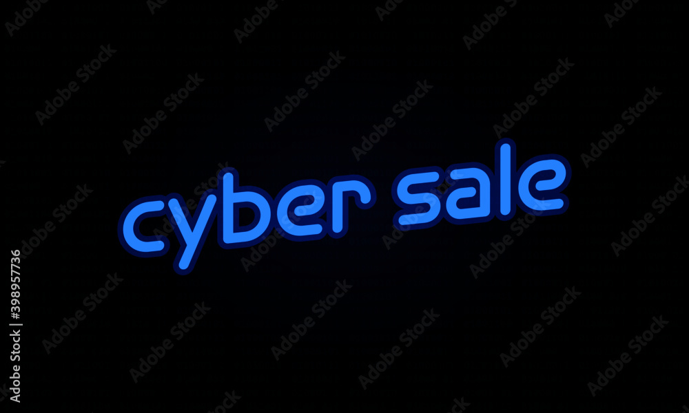 Blue toned Cyber Sale over subtle binary code background. (binary code says Blue toned Cyber Sale over subtle binary code background. (binary code says
