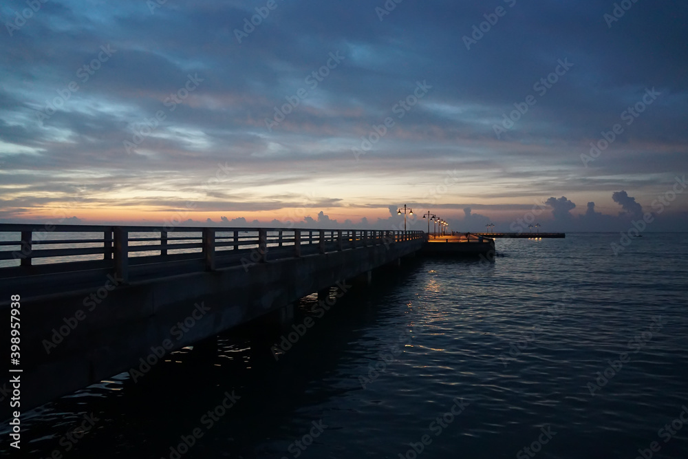 Empty Key West pier just before sunrise
