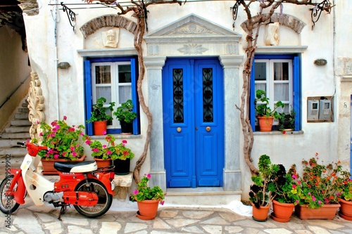 View of a house at the traditional village of Pyrgos in Tinos island, Greece, April 14 2012.