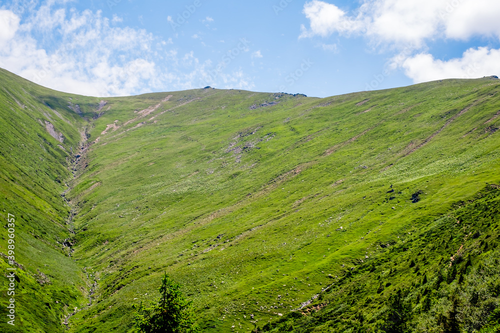 Beautiful view from Fagaras Romanian mountains, Suru peak.