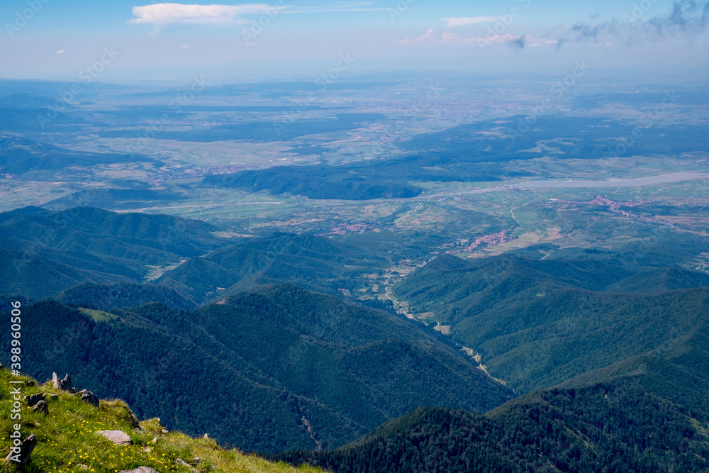 Beautiful view from Fagaras Romanian mountains, Suru peak.