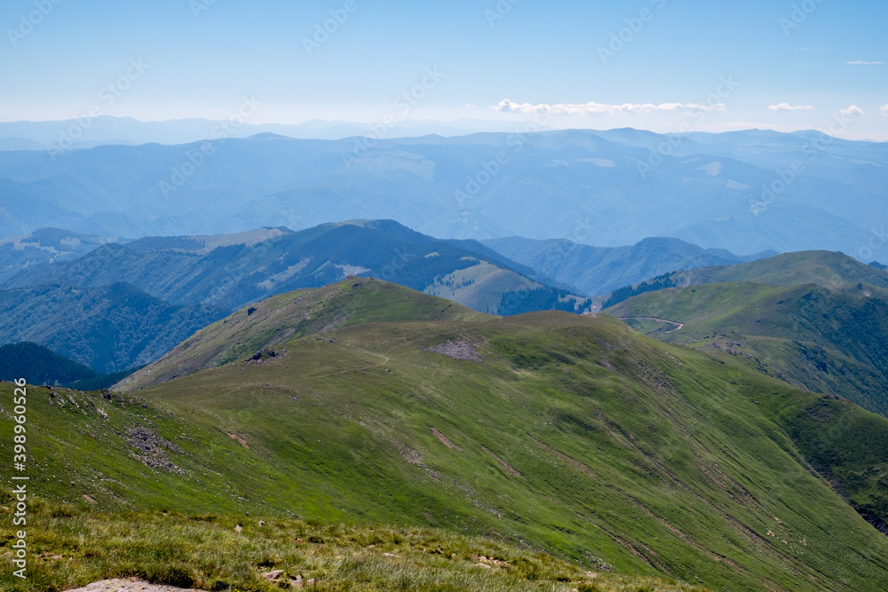 Beautiful view from Fagaras Romanian mountains, Suru peak.