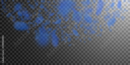 Dark blue flower petals falling down. Delicate rom
