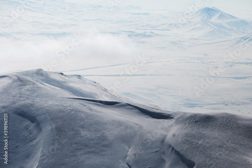 Snowy mountain picksr. Winter ski resort. Armenia, Tsakhkadzor photo