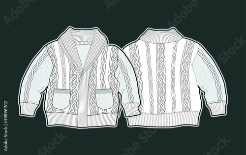 cardigan fashion for boys. flat sketch vector illustration