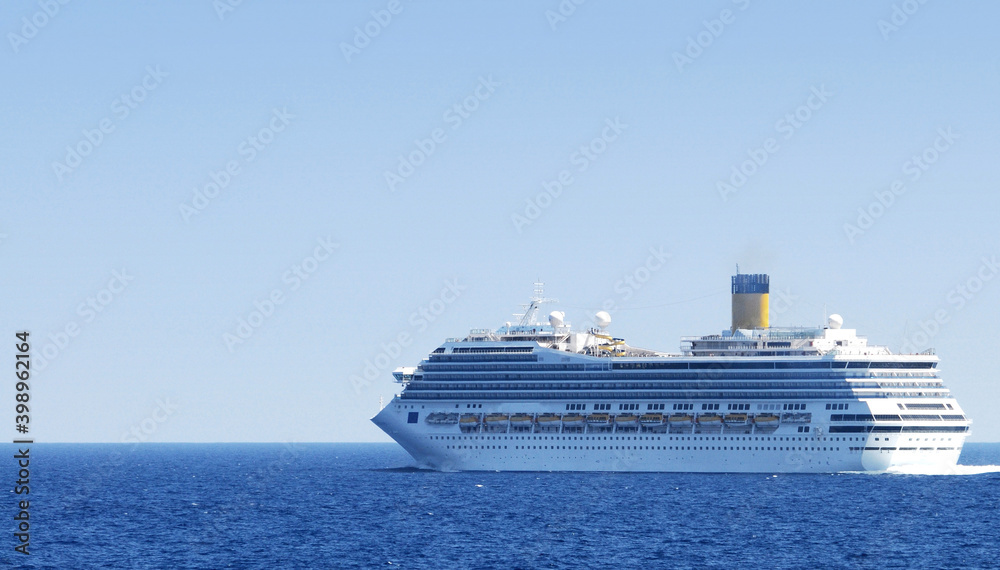 Large cruise ship on the ocean