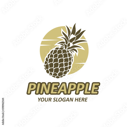 emblem of pineapple tropical fruit isolated on white background