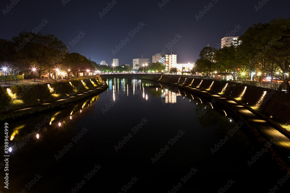 鹿児島市高麗橋周辺の夜景と甲突川
