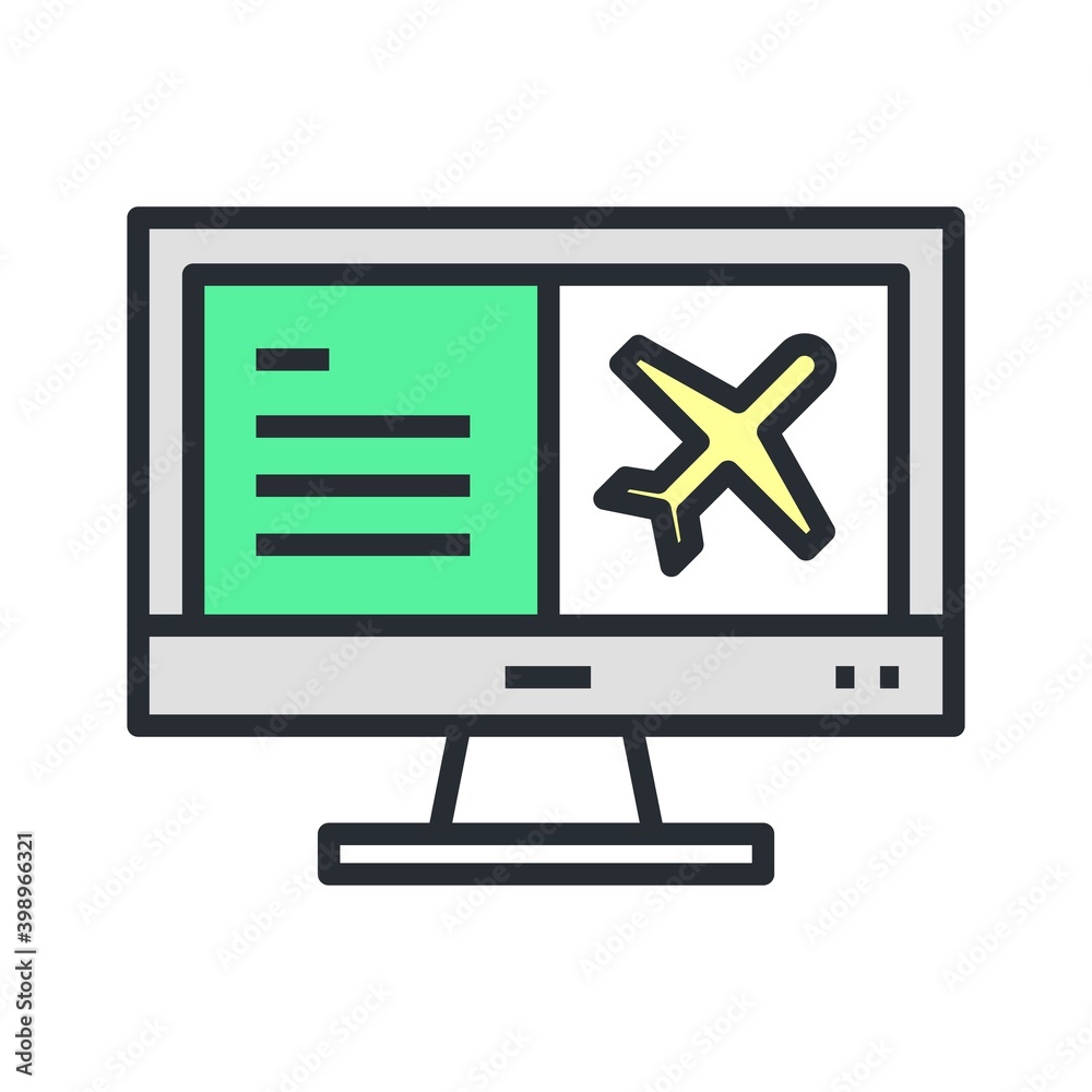Online airline ticket reservation icon in flat design style. Online airline ticket reservation icon in flat design style.
