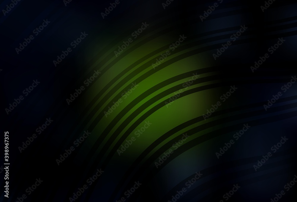 Fototapeta premium Dark Green vector template with curved lines.