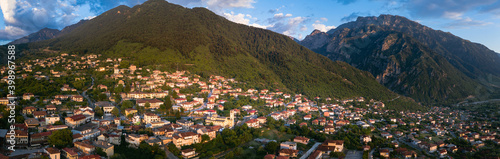 Aerial Photo of Konitsa town in Epirus Greece and Pindos mountain near group villages Zagorochoria © Mariana Ianovska