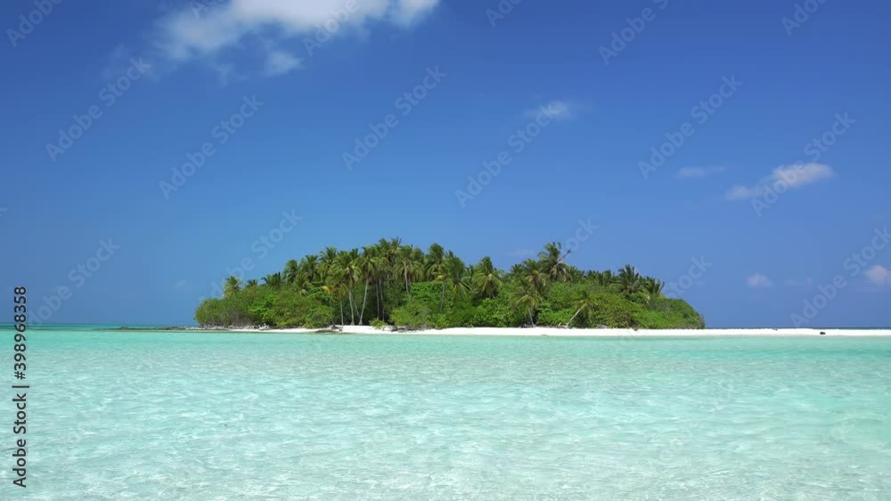 Whole tropical island with palm trees in wild ocean. Travel destinations. Caribbean nature Whole tropical island with palm trees in wild ocean. Travel destinations. Caribbean nature