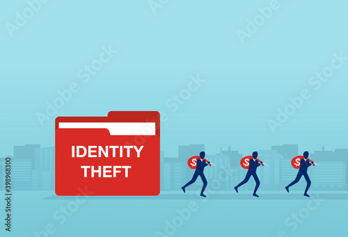 Identify theft financial fraud concept