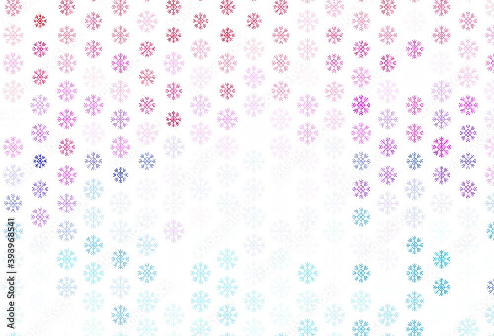 Light Blue, Red vector background with xmas snowflakes. Light Blue, Red vector background with xmas snowflakes.