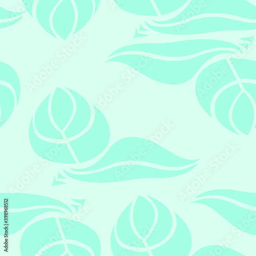  seamless pattern in stylized leaves in pale blue colors