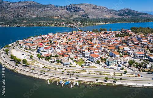 Aerial drone view of the famous island - fishing village of Aitoliko in Aetolia - Akarnania, Greece © Mariana Ianovska