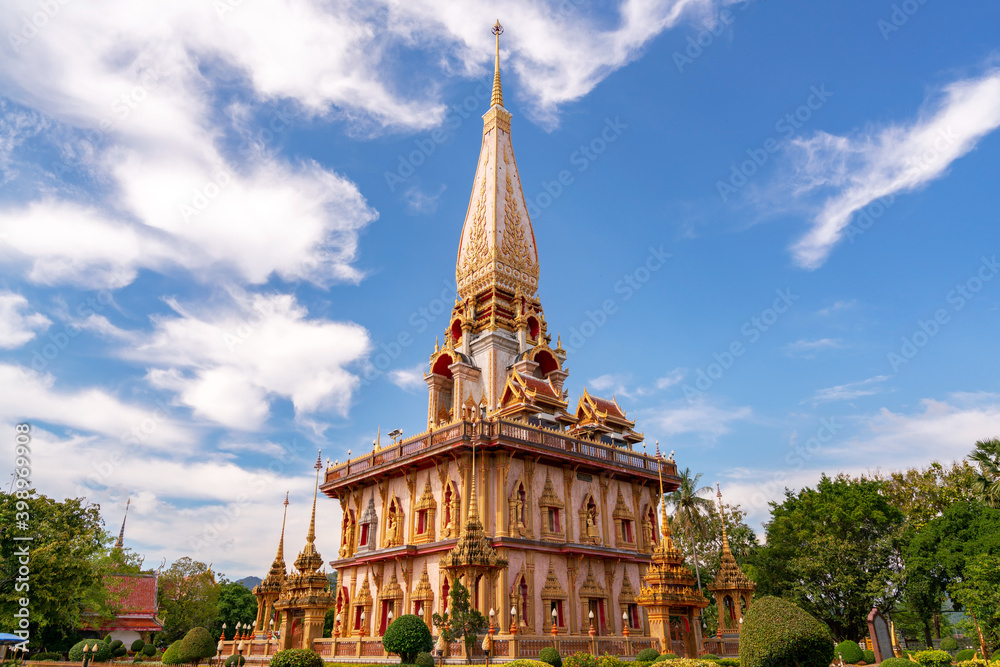 Beautiful pagoda in Phuket, Thailand - 9 December 2020 , The Phra Mahathat Chedi (Great Relic Stupa) Wat Chalong or Wat Chaithararam is famous tourist destination in Phuket Thailand Beautiful pagoda in Phuket, Thailand - 9 December 2020 , The Phra Mahathat Chedi (Great Relic Stupa) Wat Chalong or Wat Chaithararam is famous tourist destination in Phuket Thailand