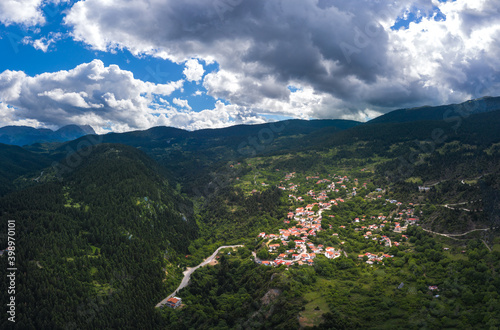 Pavliani mountainous village in the forest, Greece photo