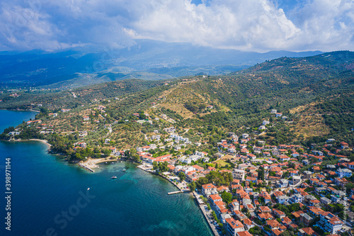 Paralia Amprovos aerial view of the beach cost, summer destination © Mariana Ianovska