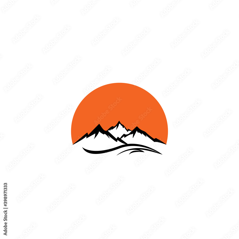 mountain illustration logo outdoor line art minimalist vector design